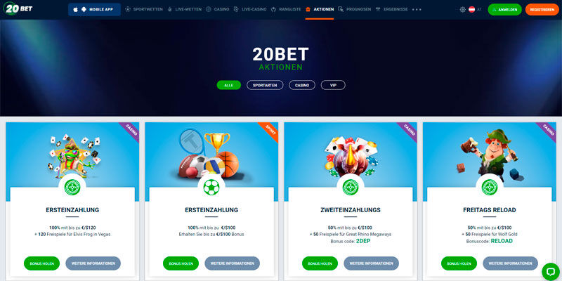 Neue Wettseite - 20bet