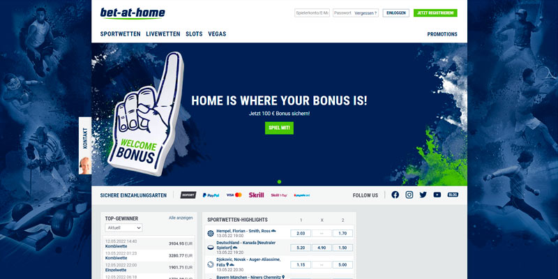 Screenshot der bet-at-home Sportseite