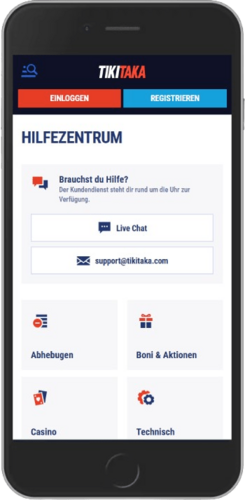 Mobiler Screenshot der Rabona-Supportseite