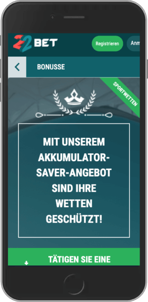 Gehen Sie auf volles Risiko mit dem Akkumulator-Saver von 22bet