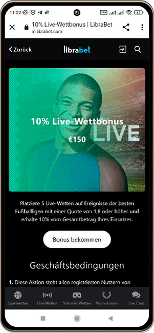 Librabet Bonus Live Wettbonus