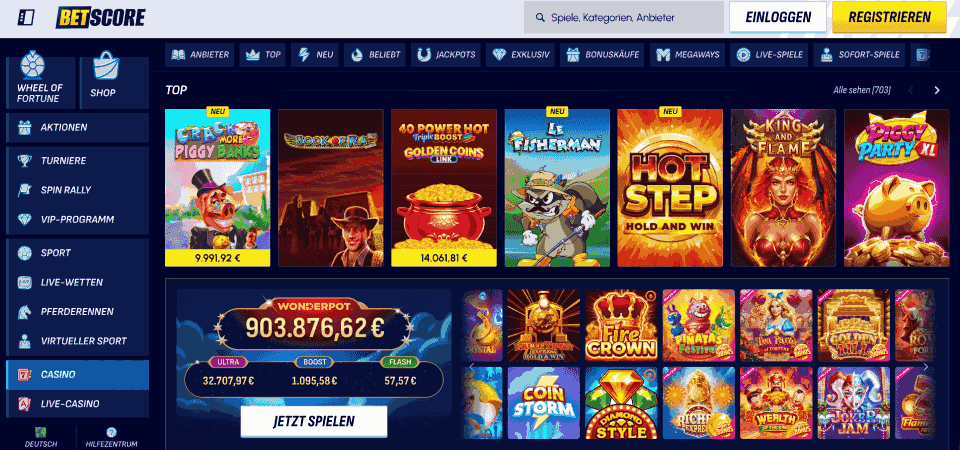 Screenshot des BetScore Casinos