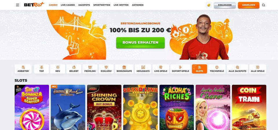 Screenshot der Casino-Seite bei BetRiot