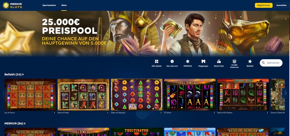 Merkur Bets Webseite mit Casino