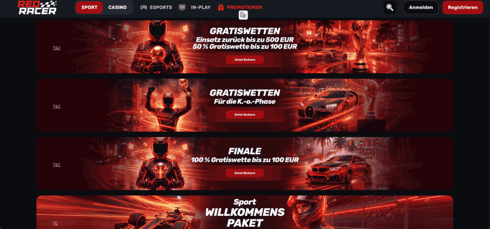 Screenshot der Redracer-Promoseite