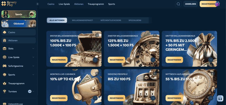 Screenshot der Revery Play-Promoseite