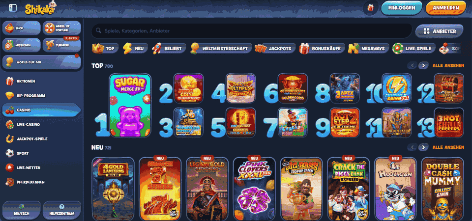 Screenshot des Shikaka Casinos