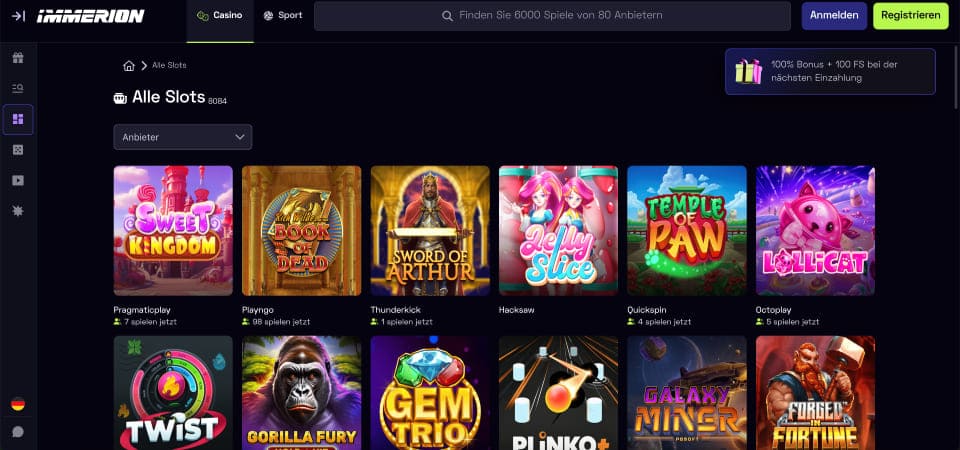 Screenshot des Immerion Casinos