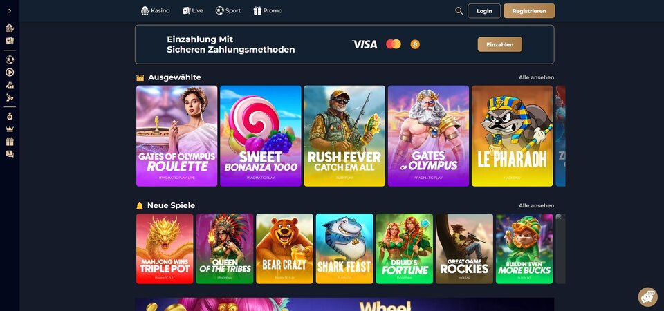 Screenshot der Casino-Seite bei Noxino