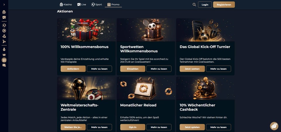 Screenshot der Werbeaktionen bei Noxino