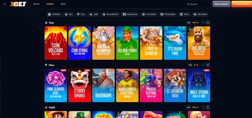 Screenshot des Casinos bei X3bet