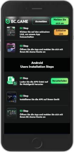 Mobiler Screenshot der mobilen Apps von BC.Game
