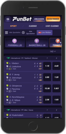 Screenshot der Live-Sportseite der mobilen FunBet-Site