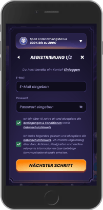 Screenshot der Registrierungsseite der mobilen Site von FunBet