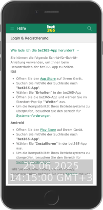 Download der bet365 App im Hilfezentrum auf der offiziellen Website