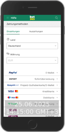 Mobile Screenshot-Einzahlung