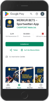 Mobiler Screenshot der Merkur Bets Android App