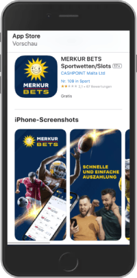 Mobiler Screenshot der Merkur Bets iOS App