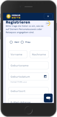 Mobiler Screenshot der Merkur Bets-Registrierungsseite