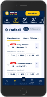 Mobiler Screenshot der Merkur Bets Live-Seite