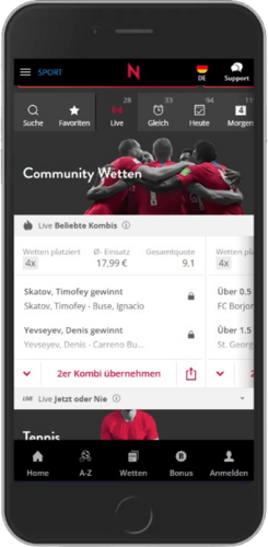 Mobiler Screenshot der NeoBet Live-Seite