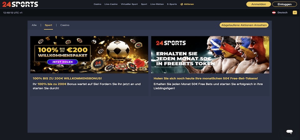Screenshot der 24Slots-Bonusseite auf dem Handy