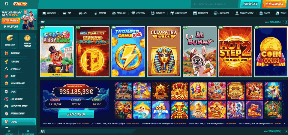 Screenshot des Golisimo Casinos