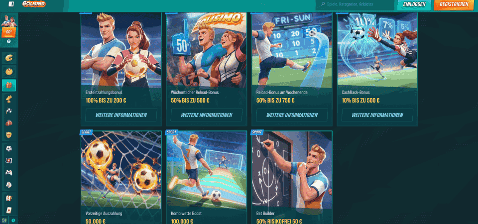 Screenshot der Golisimo-Promoseite