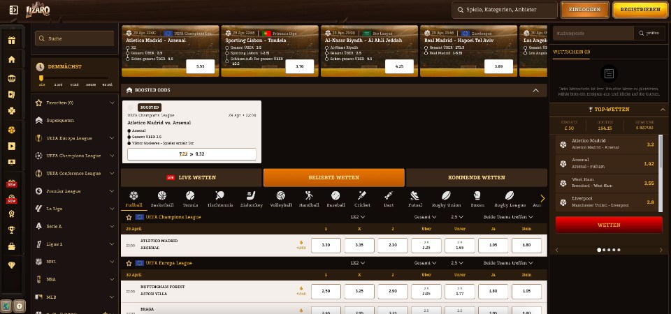 Sportwetten Überblick von Lizaro