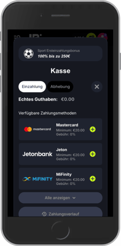 Mobiler Screenshot der Lunubet-Kassenseite