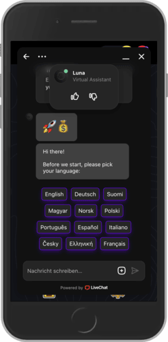 Mobiler Screenshot der Lunubet-Supportseite