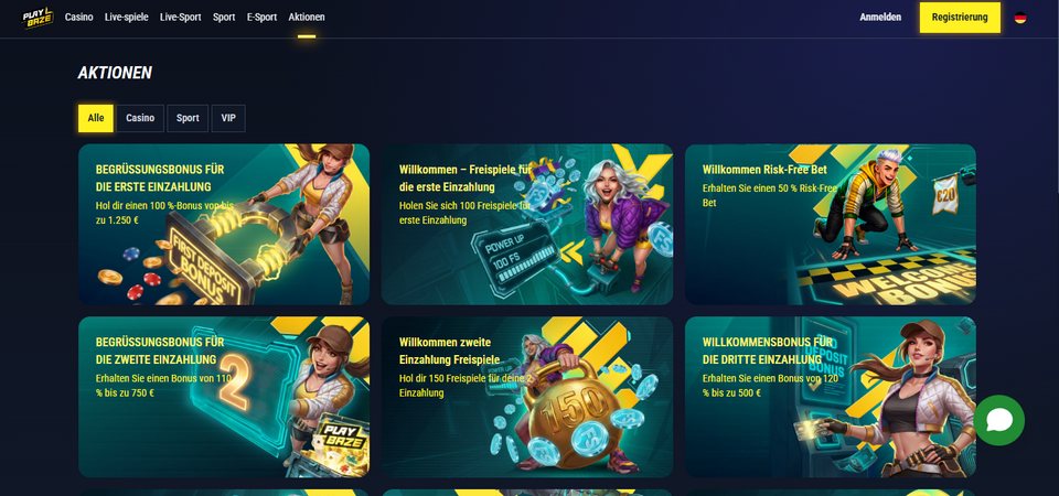 Screenshot der Playbaze-Bonusseite