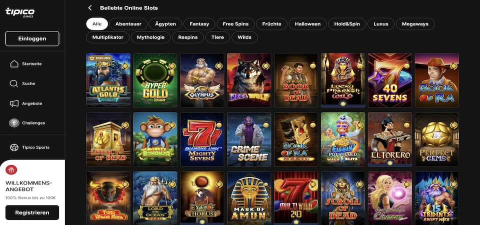 Screenshot der Tipico Casino Seite